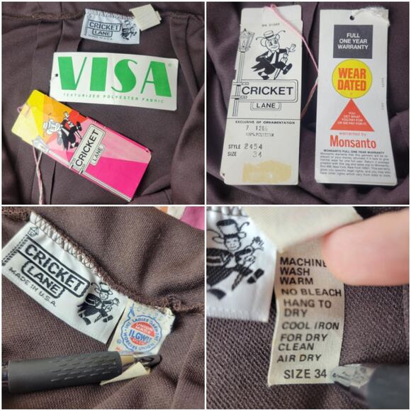 Vintage Deadstock NOS Cricket Lane Brown Midi Skirt, 34 XL - Picture 4 of 4